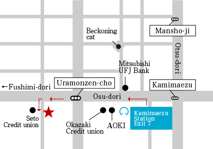 上前津駅7番出口から店舗までの経路