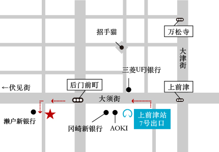 上前津駅7番出口から店舗までの経路